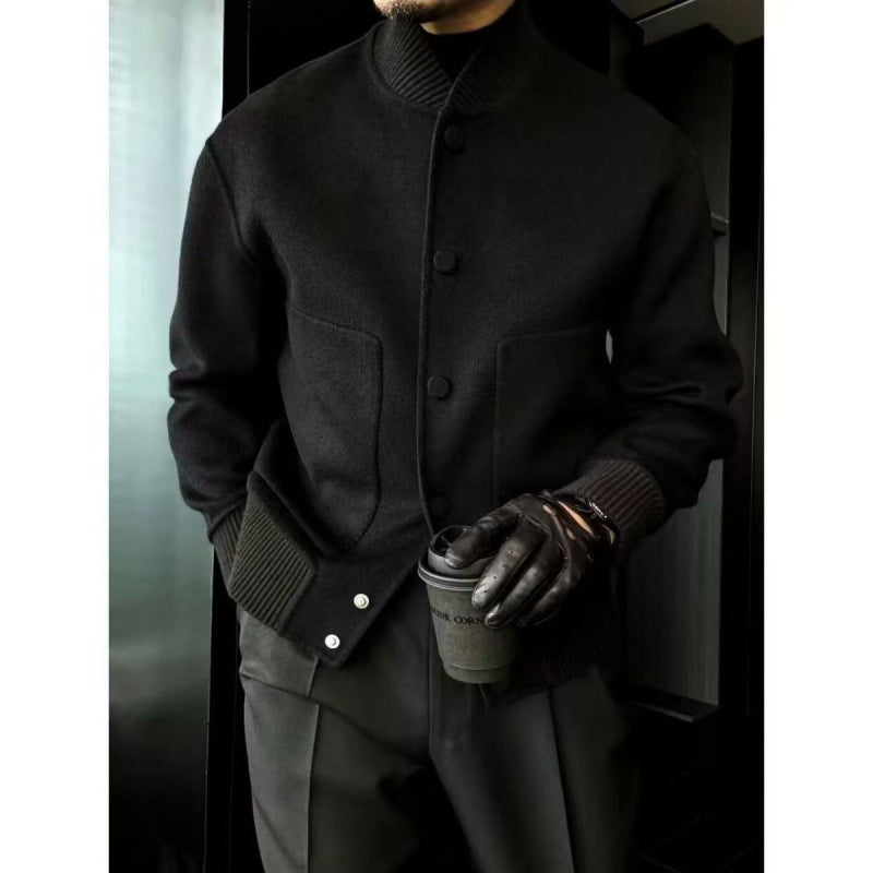 Solid Color Stand-up Collar All-match Trendy Jacket Coat