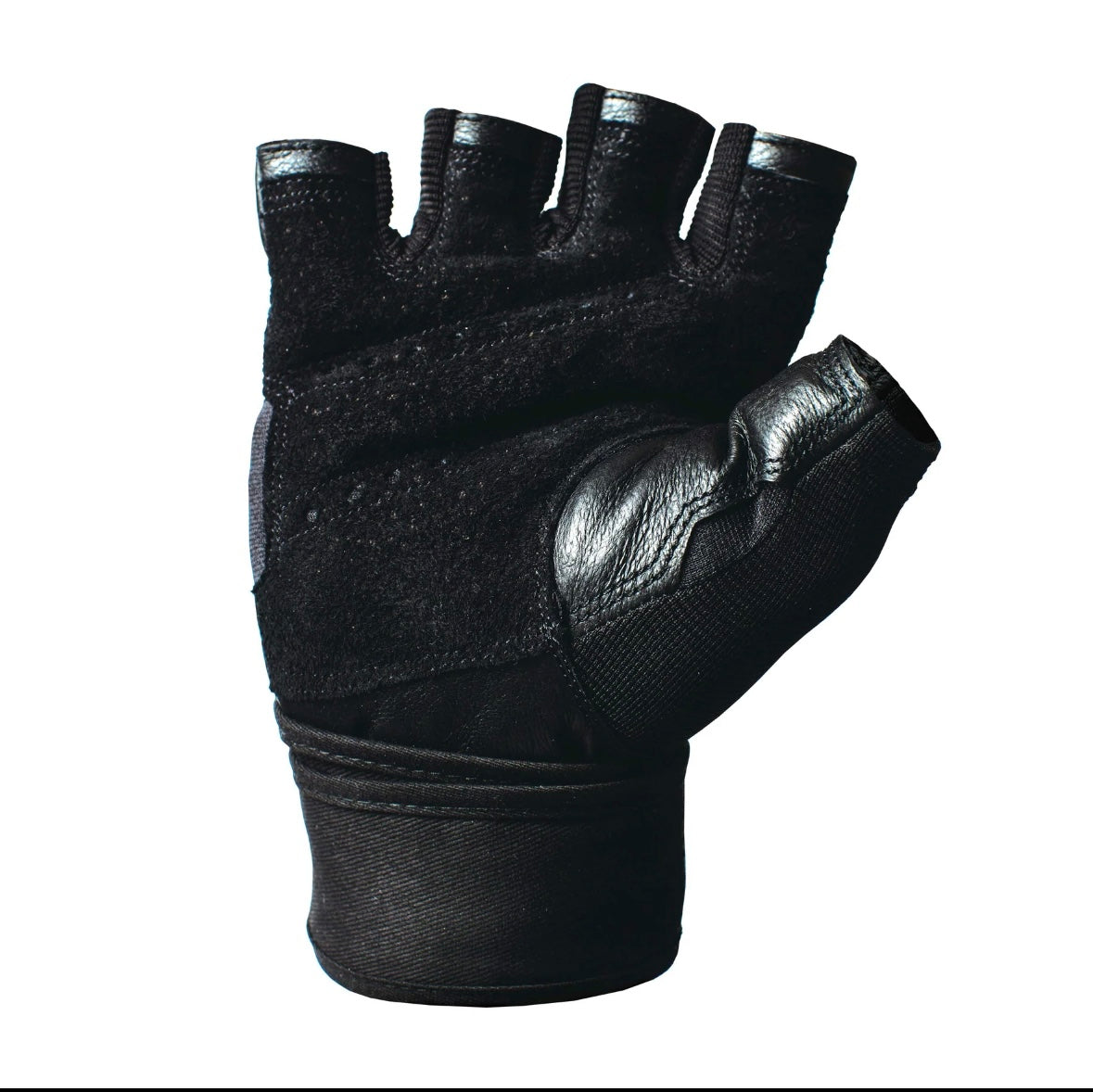 Harbinger Pro Wristwrap Weightlifting Gloves with Vented Cushioned Leather Palm (Pair), Medium, Black