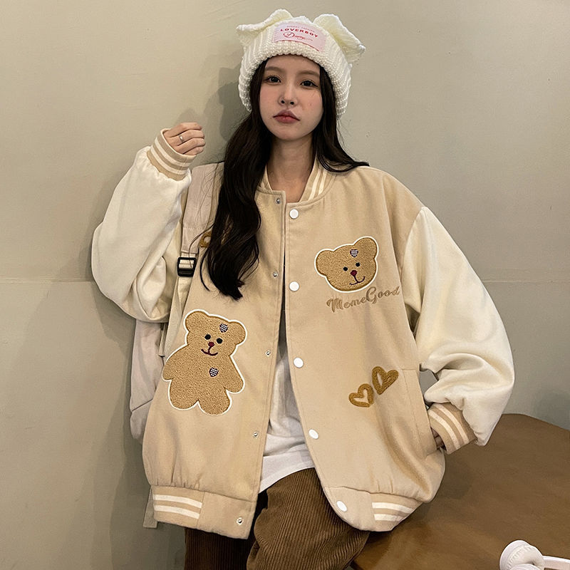 Girls' Bear Embroidered Baseball Uniform