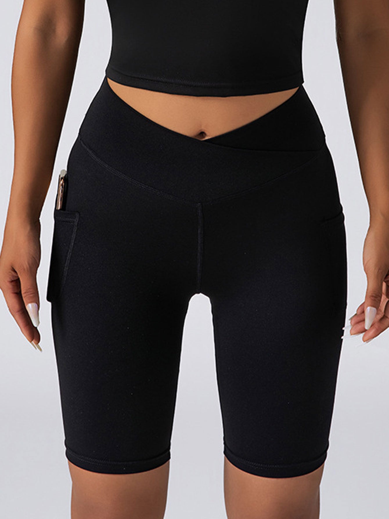 Biker Shorts Women Tummy Control No Seam High Waist Yoga Gym Workout Running Volleyball Shorts With Pockets
