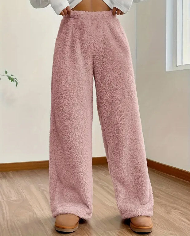 Women's Solid Color Loose Fleece Casual Pants