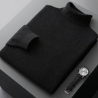 Men's high collar pullover sweater for autumn and winter, loose knit base sweater for men
