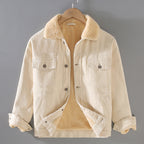 Men's Corduroy Workwear American Retro Lapels Jacket Heavy Imitation Lamb Wool Thickened Cotton-padded Coat