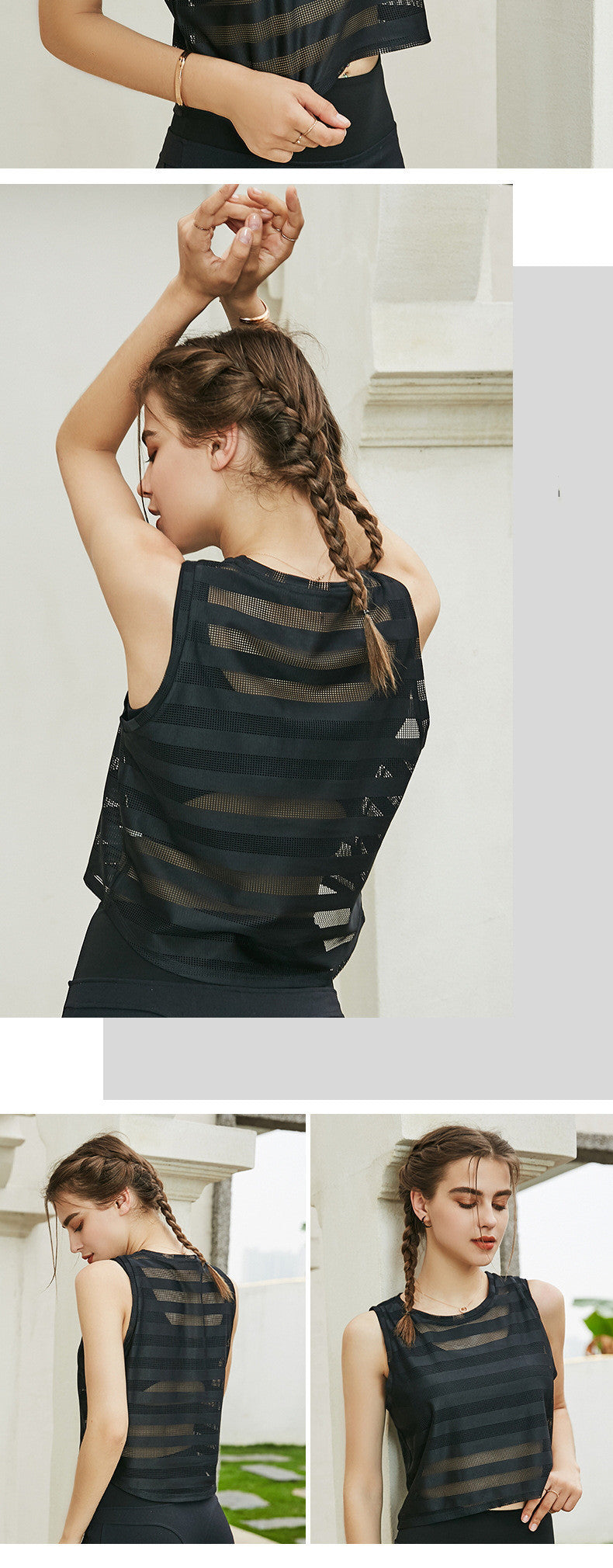 Summer New Style Striped Mesh Yoga Vest
