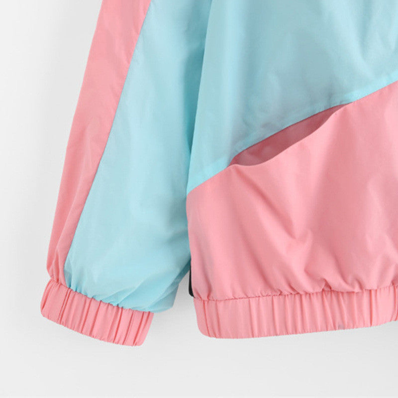 Hooded Contrasting Color Sports Baseball Jersey Long Sleeve