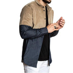 New Men's Spliced Shirt Solid Color Men's Shirt