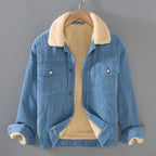 Men's Corduroy Workwear American Retro Lapels Jacket Heavy Imitation Lamb Wool Thickened Cotton-padded Coat