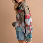 Woolen Jacket Corduroy Splicing Coat
