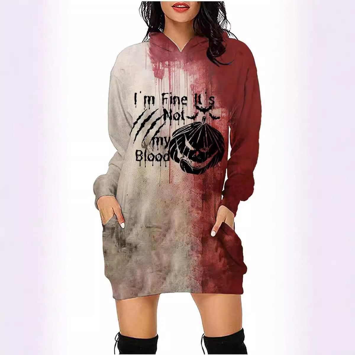 Halloween Women's Hoodie With Blood Print