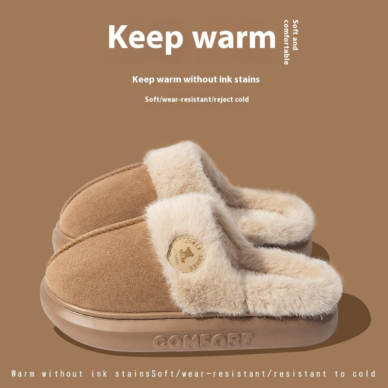 New Plush Slippers For Women Winter Warm Home Slipper Indoor Thick-soled Fleece Shoes
