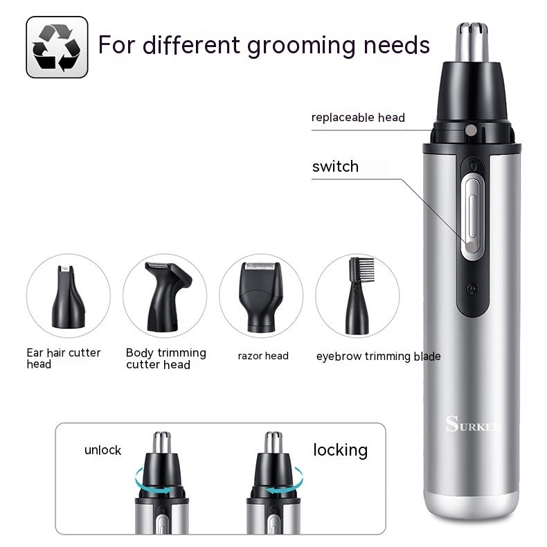 Five-in-one Multifunctional USB Charging Portable Mini Nose Ear Hair Trimmer