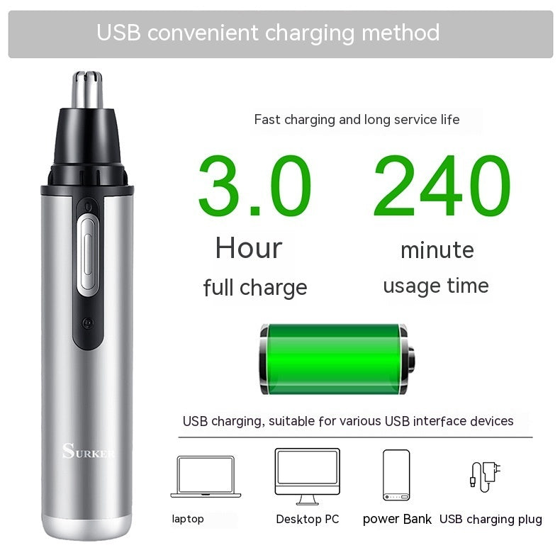 Five-in-one Multifunctional USB Charging Portable Mini Nose Ear Hair Trimmer