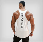 Fitness Spring And Summer New Men's U-collar Contrast Color Sports Vest Men's Breathable Running Training Wear Top