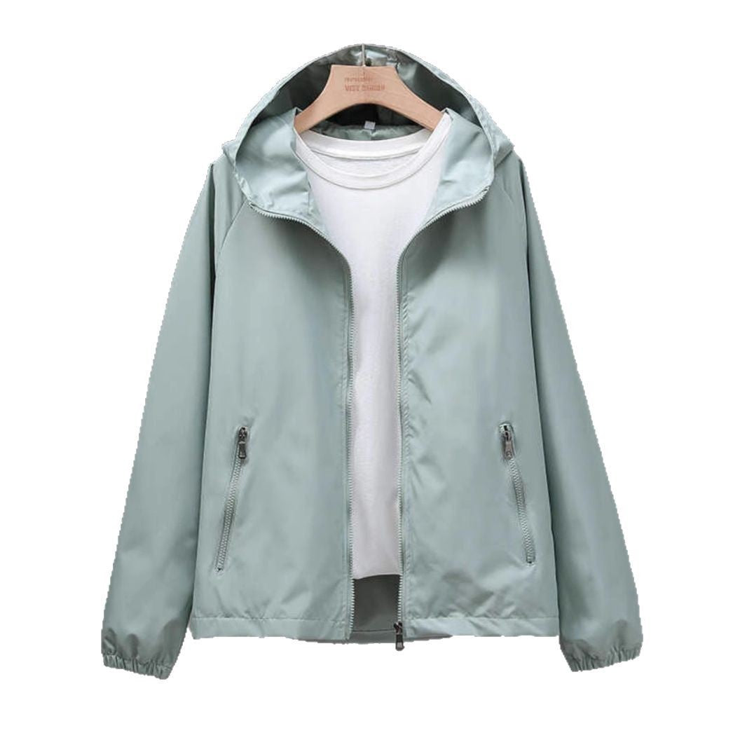 Women's Cropped Casual Loose Plus Size Hooded Thin Shell Jacket