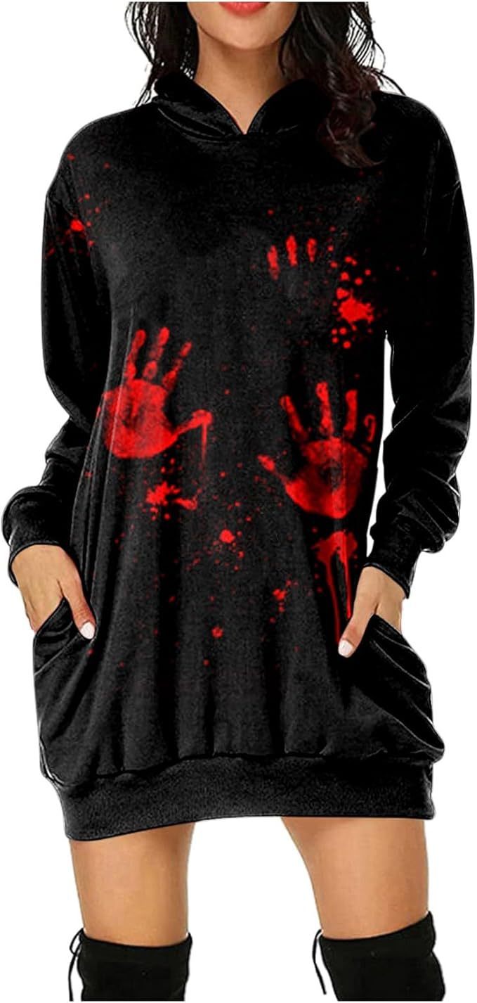 Halloween Women's Hoodie With Blood Print