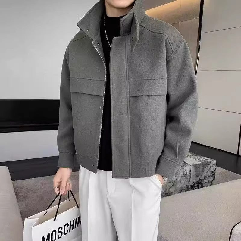 New Fashion Brand Korean Style Ruffle Handsome Stylish Short Sense Woolen Jacket