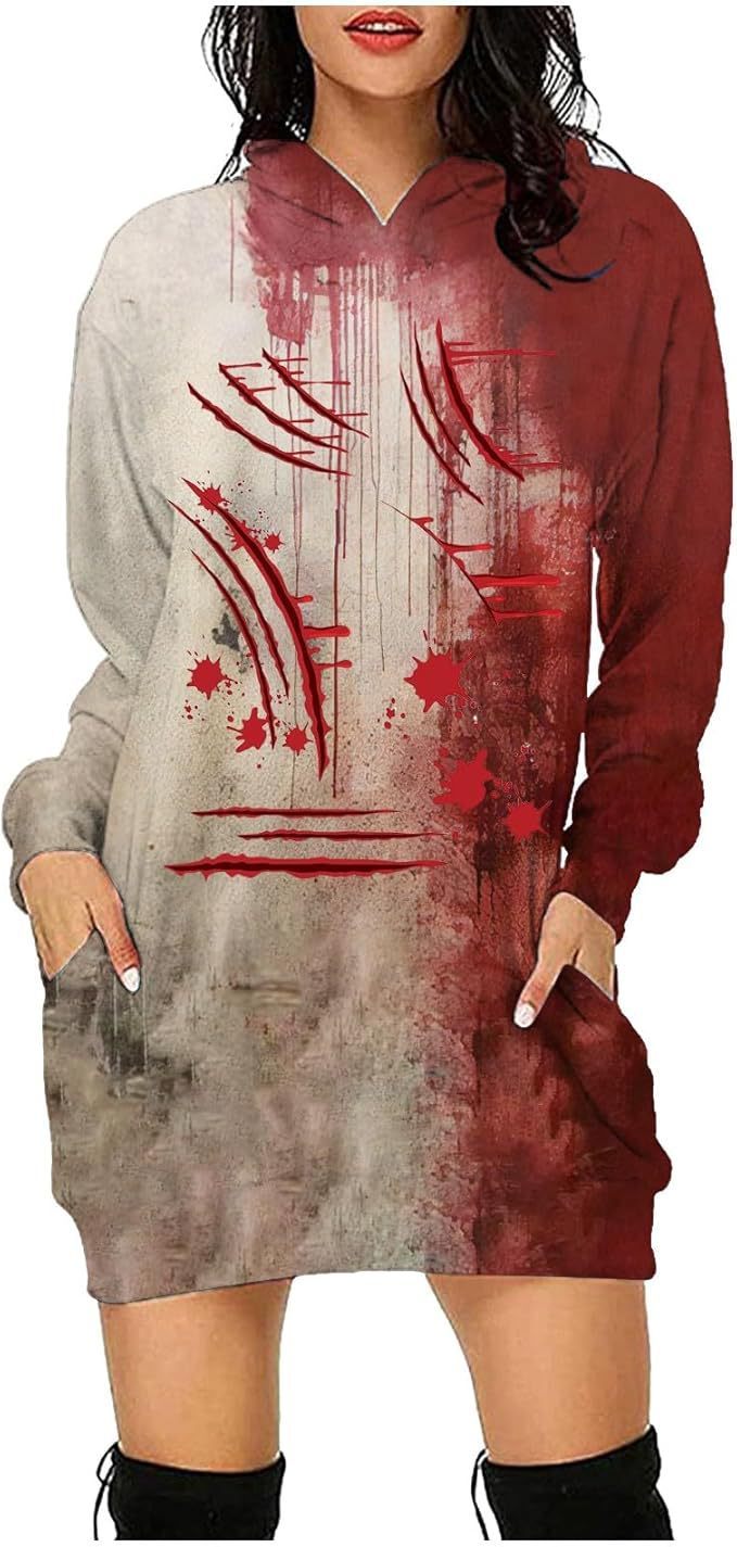 Halloween Women's Hoodie With Blood Print
