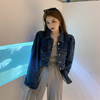 Lapel short cardigan all-match long-sleeved top trend