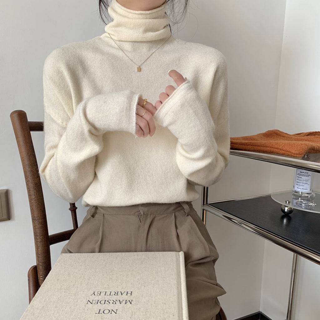 Korean Style High Collar Soft Glutinous Velvet Bottoming Sweater