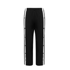 Fashion Trend Stripes Side Button Pants Wide Leg Pants