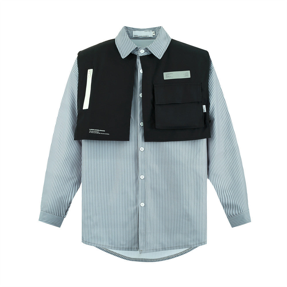 Contrast Stitching Long Sleeve Lapel Shirt