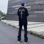 High Street Fashion Brand Splash Ink Slightly Flared Jeans