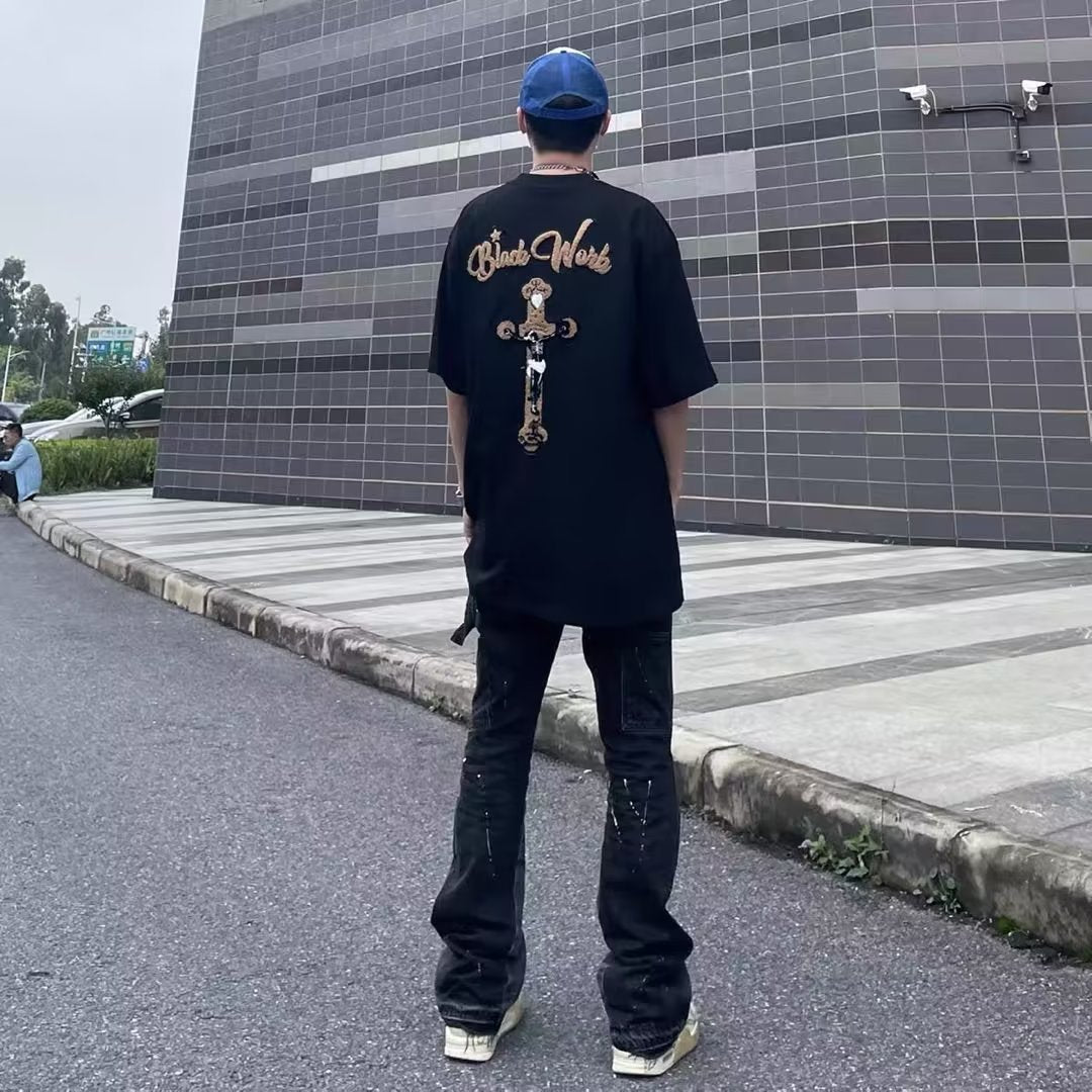 High Street Fashion Brand Splash Ink Slightly Flared Jeans