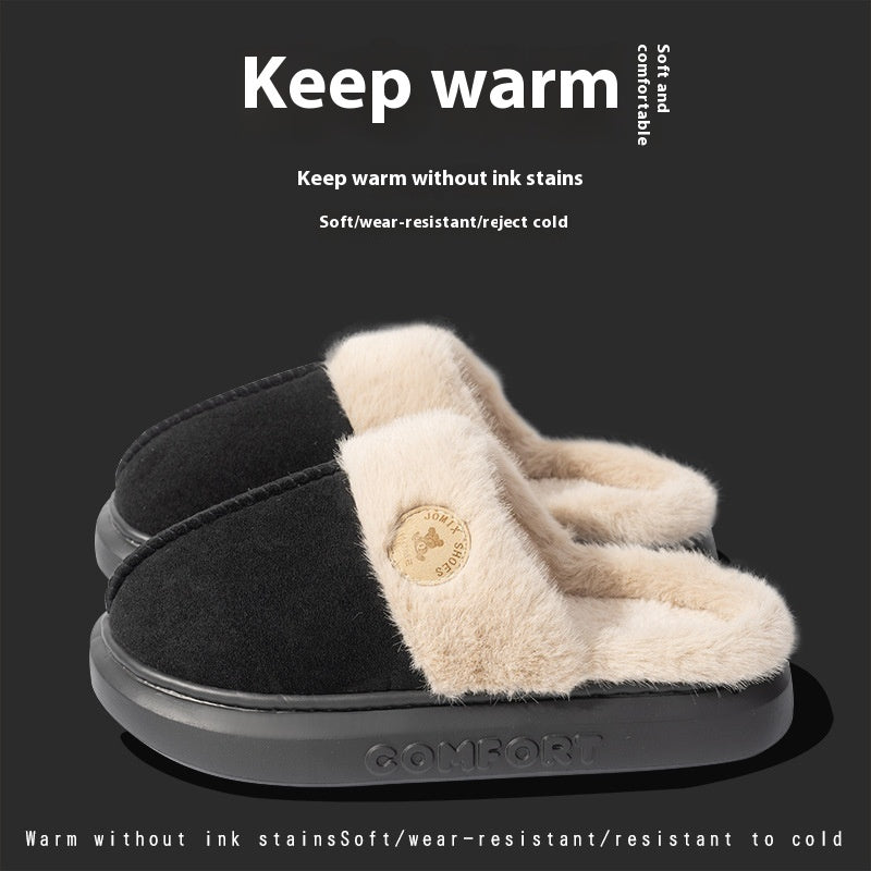 New Plush Slippers For Women Winter Warm Home Slipper Indoor Thick-soled Fleece Shoes