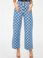 Women's plaid jeans