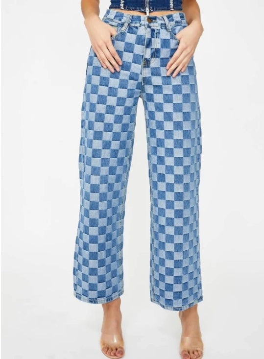 Women's plaid jeans