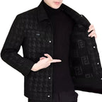 Men's Houndstooth Faux Leather Casual Jacket