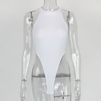 European and American women's slim fit vest top sexy hanging neck sleeveless high slit jumpsuit