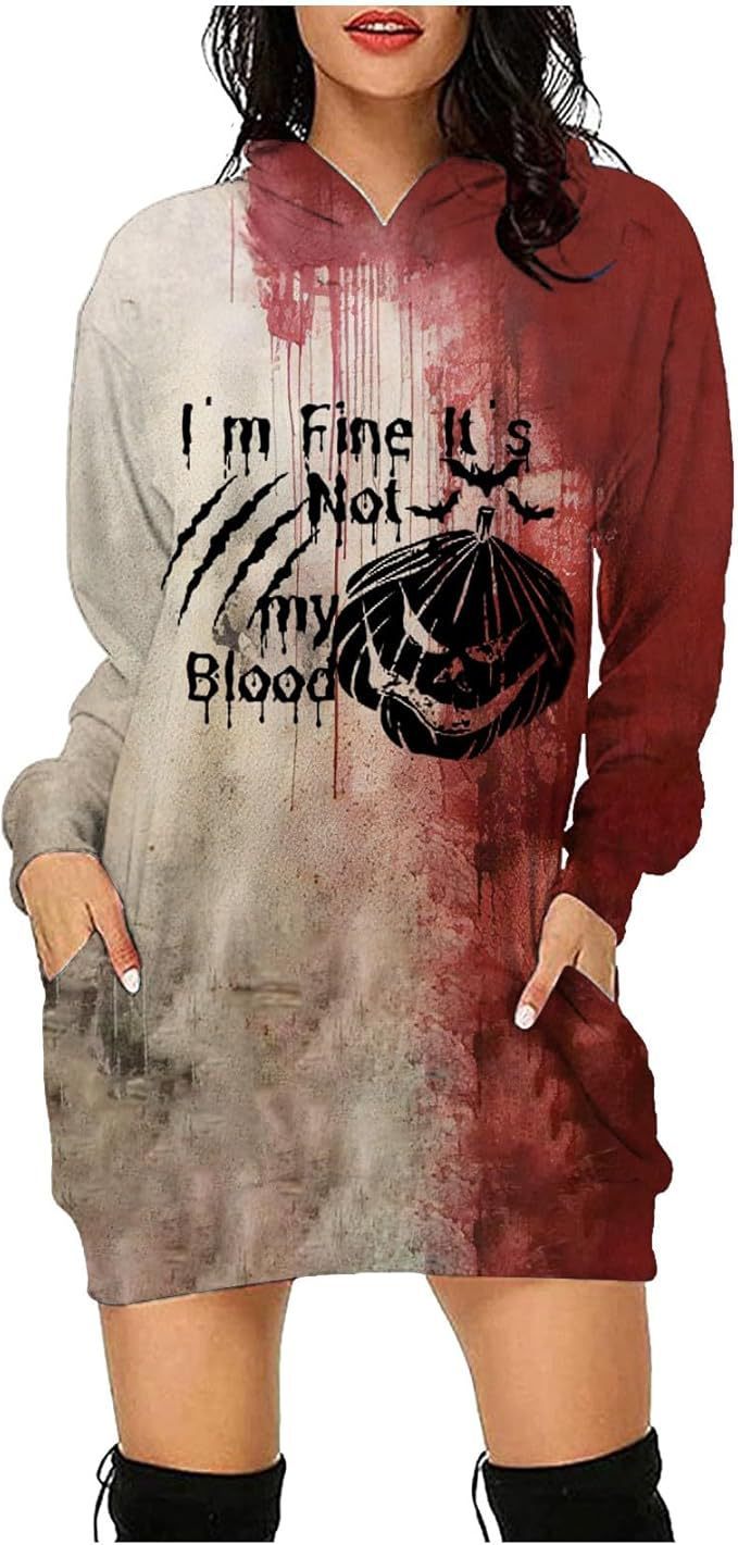 Halloween Women's Hoodie With Blood Print