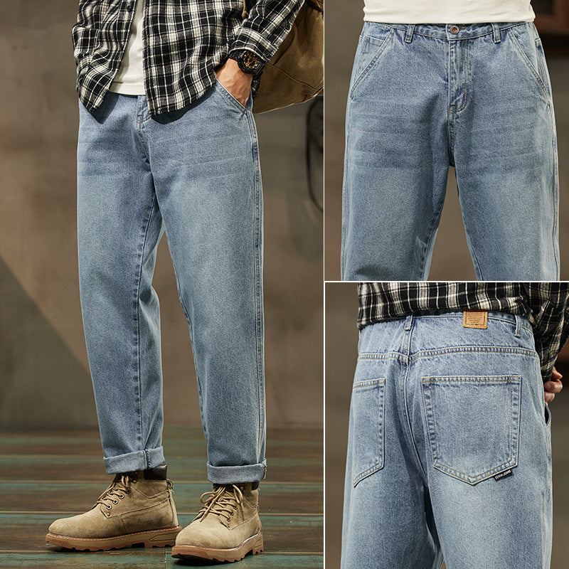 Retro Denim Pants Men's Straight Loose