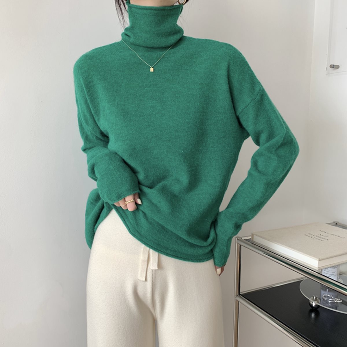 Korean Style High Collar Soft Glutinous Velvet Bottoming Sweater