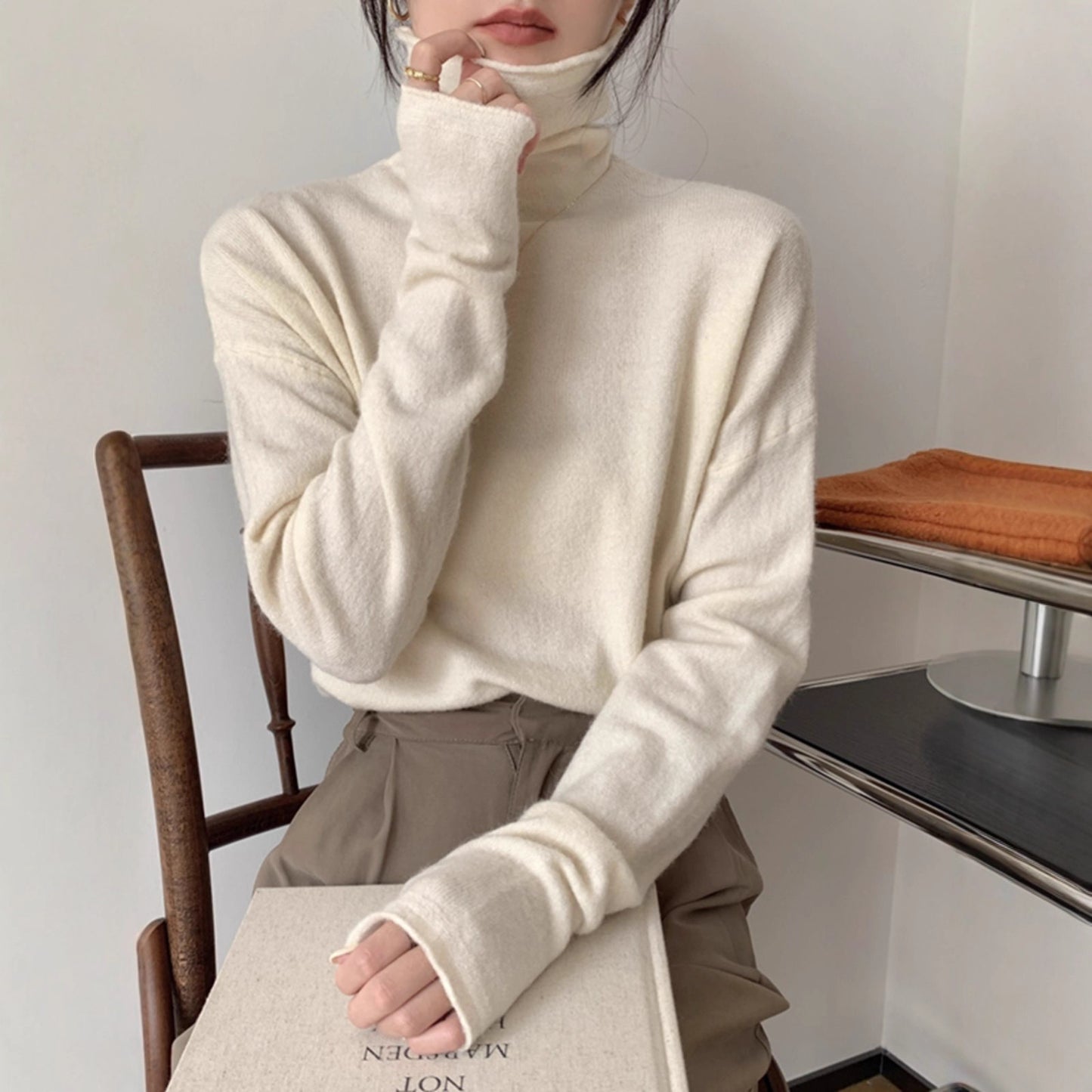 Korean Style High Collar Soft Glutinous Velvet Bottoming Sweater