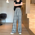 Women's Spring Thin Loose And Casual Plaid Trousers High Waist