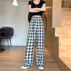 Women's Spring Thin Loose And Casual Plaid Trousers High Waist