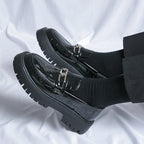 Men's Youth British Style Platform Big Head Workwear Leather Shoes