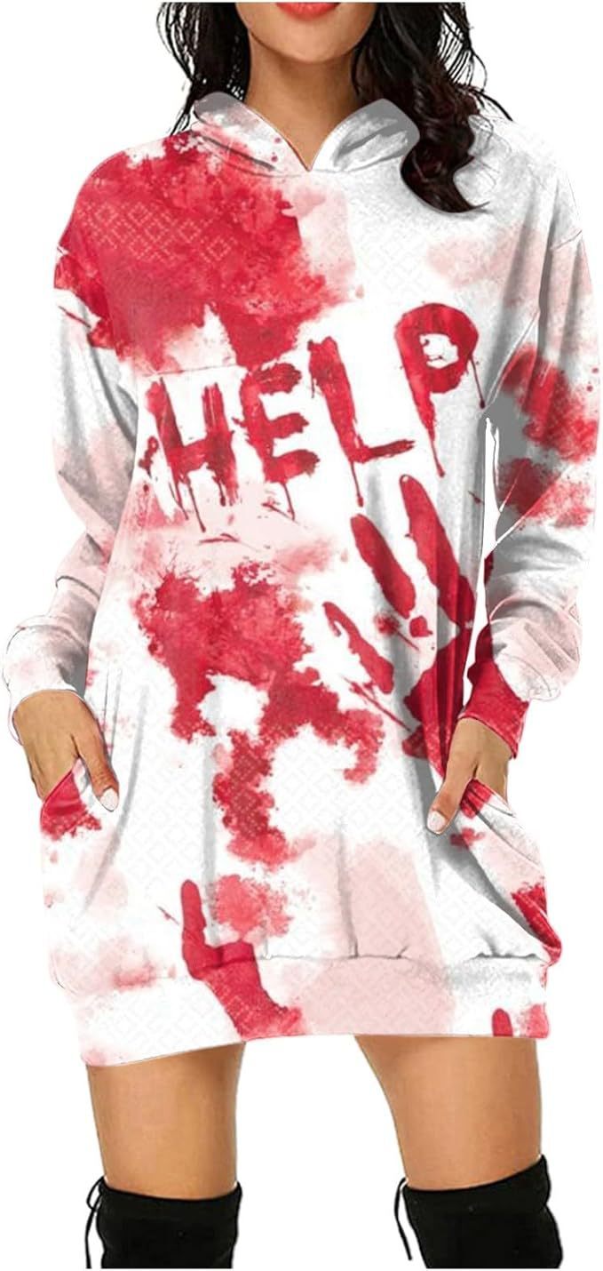 Halloween Women's Hoodie With Blood Print