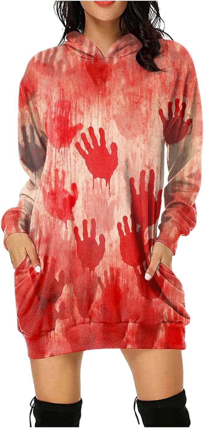 Halloween Women's Hoodie With Blood Print