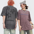 Five-pointed Star Puff Print Short-sleeved T-shirt For Boys