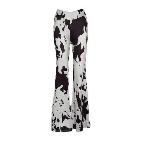 Cow Print Fashion High-waisted Casual Flared Pants