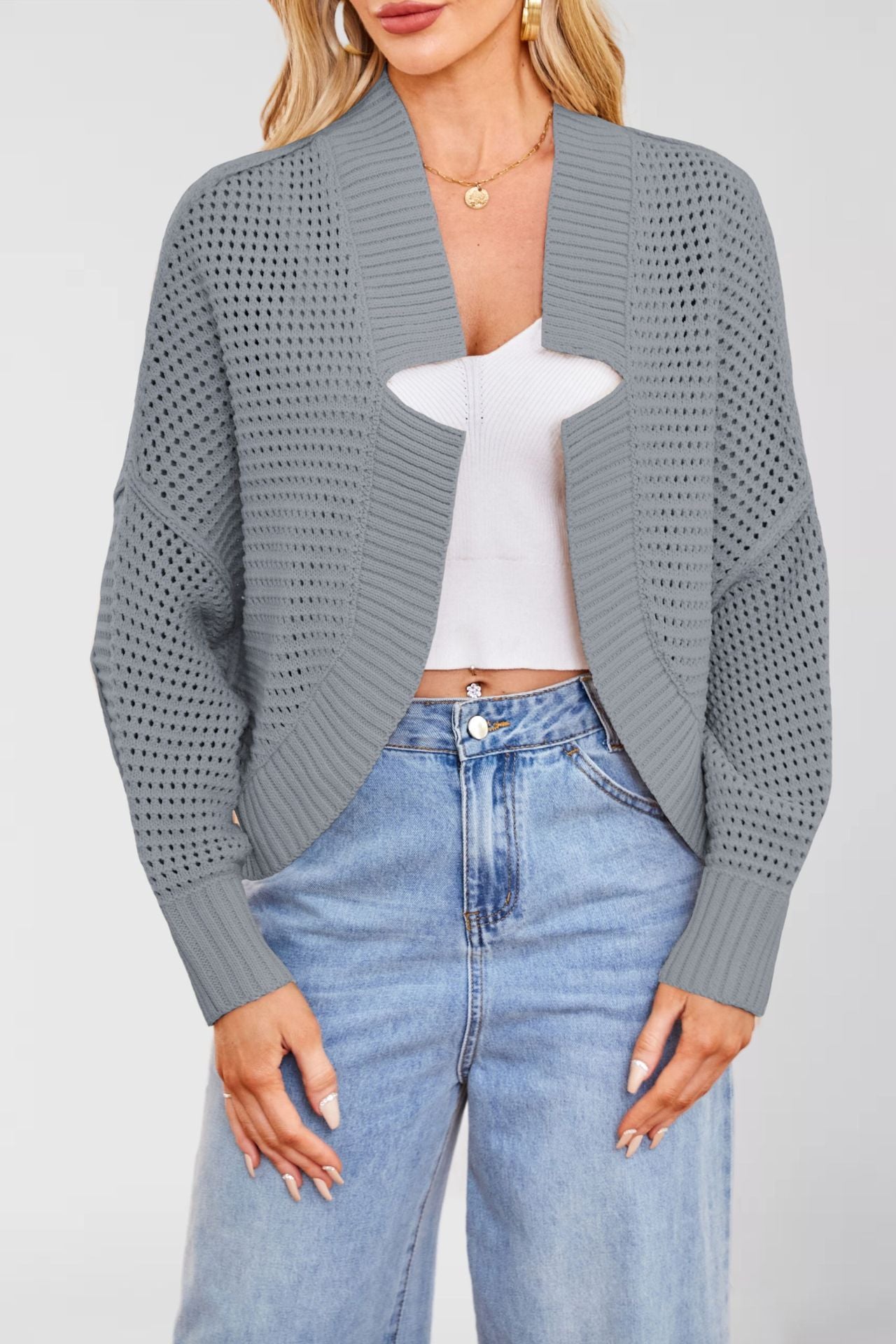 Fashionable Batwing Sleeve Knitted Cardigan Sweaters Coat