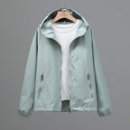 Women's Cropped Casual Loose Plus Size Hooded Thin Shell Jacket