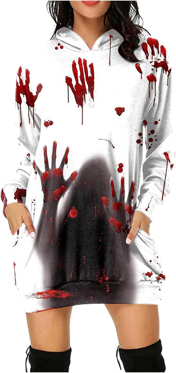 Halloween Women's Hoodie With Blood Print