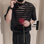 Men's Short Sleeve Thin Hollow T-shirt