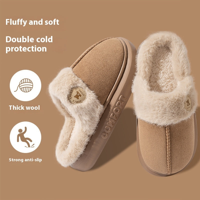 New Plush Slippers For Women Winter Warm Home Slipper Indoor Thick-soled Fleece Shoes