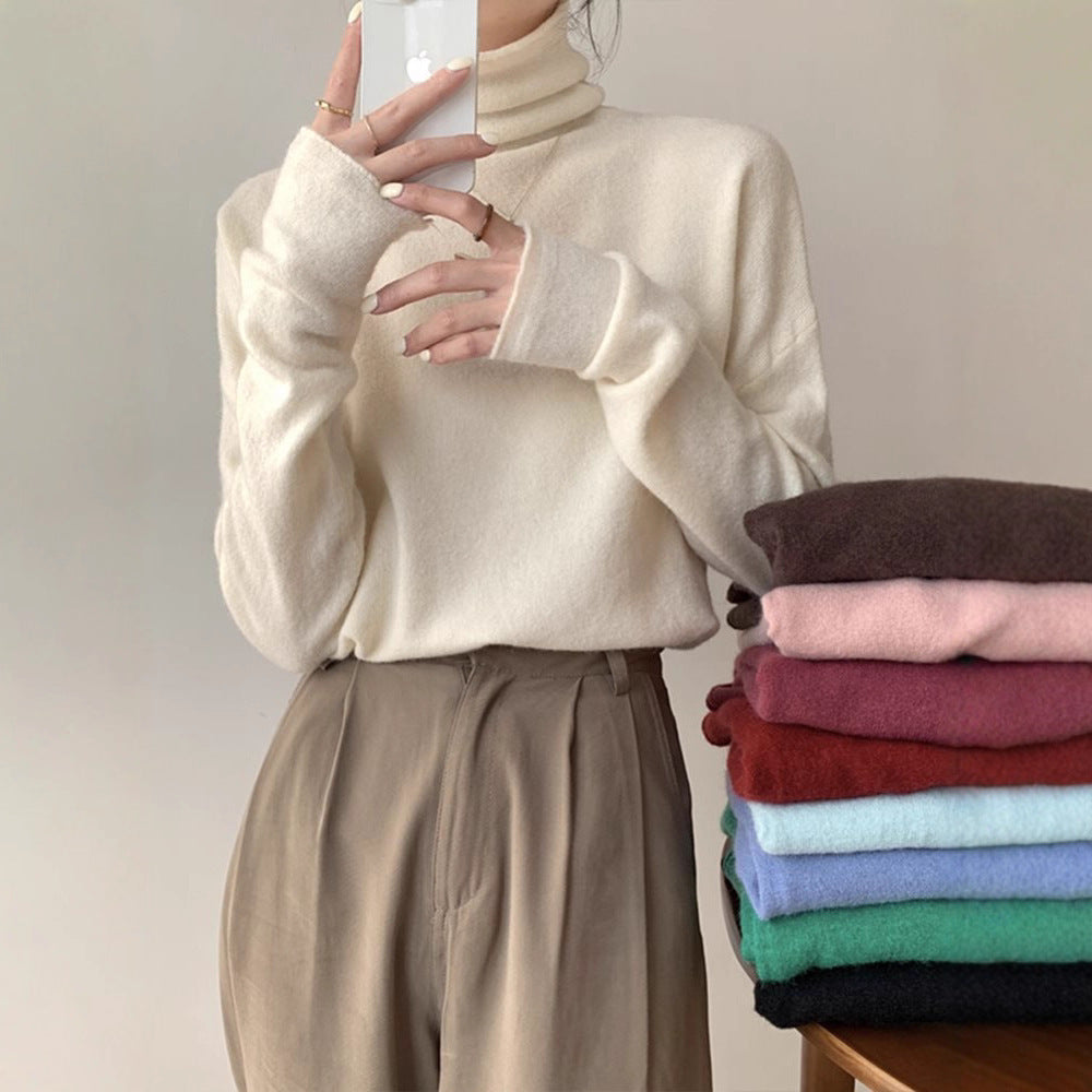 Korean Style High Collar Soft Glutinous Velvet Bottoming Sweater