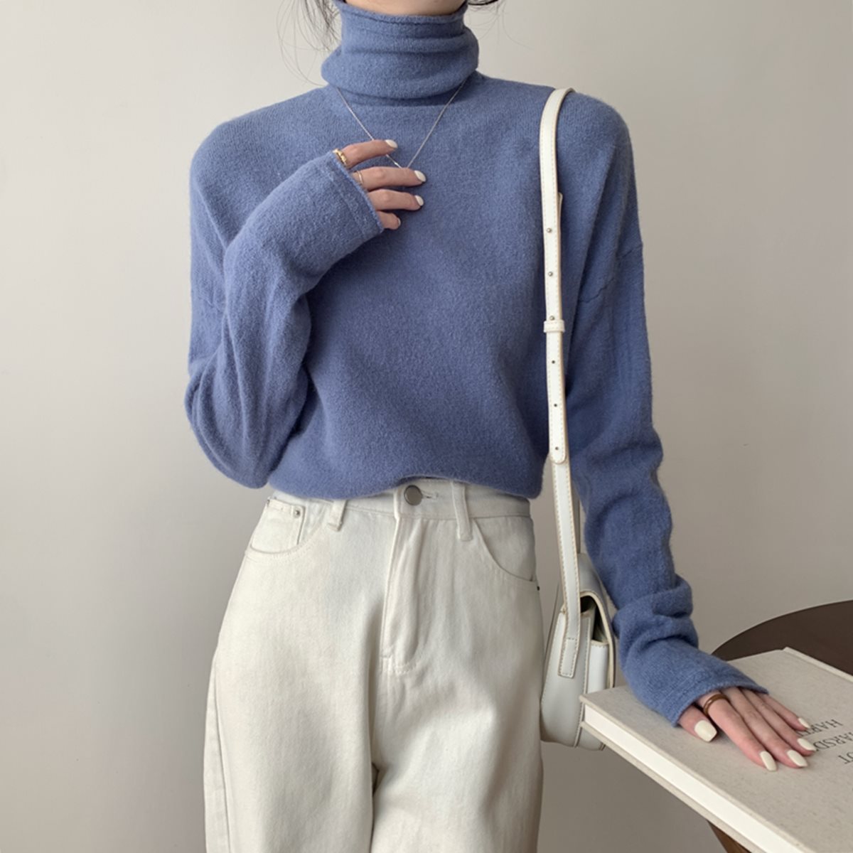 Korean Style High Collar Soft Glutinous Velvet Bottoming Sweater